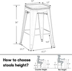 HAOBO Home Modern Industrial Metal Barstool Counter Height Stools Stackable - Image 2