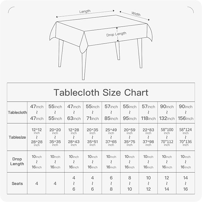 BALCONY & FALCON Rectangle Tablecloth Washable Wrinkle Resistant and Water - Image 2