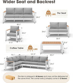 Aluminum Outdoor Patio Furniture Set 6 Seats, Outdoor Sectional Corner Sofa Set - Image 8