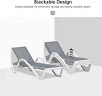 PURPLE LEAF Patio Chaise Lounge Chair Set of 3 Outside Aluminum Plastic - Image 6