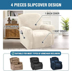 H.VERSAILTEX Velvet Stretch Recliner Couch Covers 4-Pieces Style Recliner Chair - Image 2