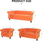 Mid-Century 2 Seater Sofa, Velvet Loveseat - Image 2