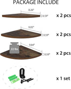 HORLIMER 6 Pack Wall Mount Floating Corner Shelf, Rustic Wood Corner Wall - Image 3