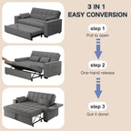 Gizoon 3 in 1 Convertible Sofa Bed, 63.6'' Pull Out Couch - Image 4