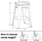 30" Backless Metal Counter Stool Height Bar Stools - Image 2