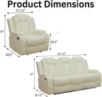 Power Recliner Sofa Set with LED Lights, Includes 2 Manual Recliner 1 Seat and - Image 2