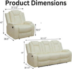 Power Recliner Sofa Set with LED Lights, Includes a Manual Recliner 1 Seat and - Image 2
