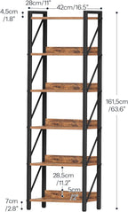HOOBRO Bookshelf, 6-Tier Industrial Bookcase, Book Shelf Storage Organizer - Image 3