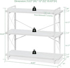 HCHQHS Bookshelf, 3-Tier Industrial Bookcase, Freestanding Horizontal - Image 3