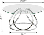 O&K FURNITURE Silver Coffee Table, Modern Glass Coffee Table Living Room Table - Image 2