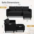 JAMFLY Sectional Sofa for Living Room, 3-Seat Reversible Couch - Image 2