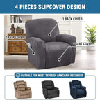 H.VERSAILTEX Velvet Stretch Recliner Couch Covers 4-Pieces Style Recliner Chair - Image 2