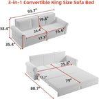 93.7" King Pull Out Sofa Bed, 3 in 1 Convertible Sleeper Sofa Couch 3-Seater - Image 2