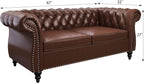 ORRD 2 Piece Living Room Set, Chesterfield Leather Sofa Couch Chair - Image 7