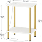 HOOBRO Side Table with Charging Station, End Table with USB Port and Outlet - Image 3