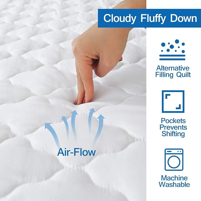 Three Quarter Mattress Pad Waterproof Mattress Protector, Quilted RV Short Full - Image 2