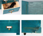 Apothecary Cabinet with 9 Drawers & Labels Rustic Library Card Catalog Cabinet - Image 6