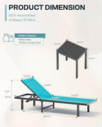 Lounge Chair Outdoor with Wheels, Aluminum Patio Chaise Lounge Chair with 5 - Image 2