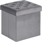 B FSOBEIIALEO Storage Ottoman Cube, Velvet Tufted Folding Ottomans by BFSOBEIIALEO