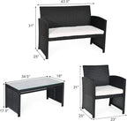 Tangkula Patio Wicker Conversation Furniture Set, Patiojoy Sofa & Table Set w/4 - Image 6