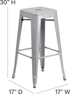 Flash Furniture Lily 4 Pack Commercial Grade 30" High Backless Silver Metal - Image 3