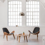 Modern Shell Lounge Accent Chairs, Faux Genuine Leather Mid Century Armless - Image 8