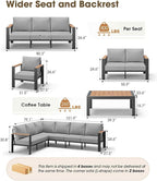 Aluminum Outdoor Patio Furniture Set 8 Seats, Outdoor Sectional Corner Sofa - Image 3