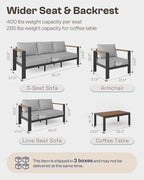 Aluminum Outdoor Patio Furniture Loveseat, All-Weather Outdoor Patio Sofa - Image 7