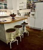 Topower Aged Antique Vintage Industrial Barstool Solid Wood Water Pipe Fire - Image 8