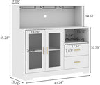 Bar Cabinet for Home with LED Light, Coffee Bar Cabinet with Wine & Glass Rack - Image 2