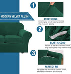 H.VERSAILTEX Modern Velvet Plush 4 Piece High Stretch Sofa Slipcover Furniture - Image 3