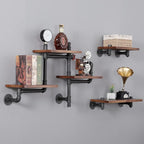 Industrial Floating Pipe Wall Shelves Rustic Wood Shelving, 5 Layer Pipe Design by SSSFurniture
