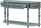 Retro Curved Console Table, Antique Blue - Image 9