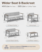 2 Pieces Outdoor Aluminum Armchair, Modern Patio Patio Furniture - Image 7