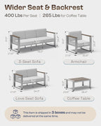 Aluminum Outdoor Furniture Set, 4 Seats Outdoor Patio Conversation Sets - Image 6