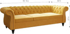ORRD 3 Piece Living Room Set, Velvet Chesterfield Sofa Loveseat Couch Chair - Image 7