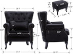 Accent Chairs with Ottoman Set of 2 Velvet Wingback Club Chair Upholstered - Image 3