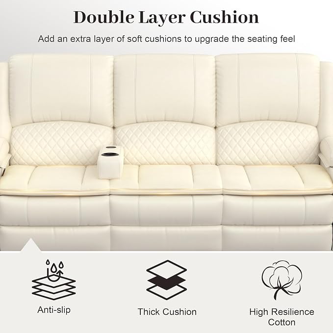 Yolsali Recliner Sofa, 3 Seater Manual Reclining Sofa - Image 5