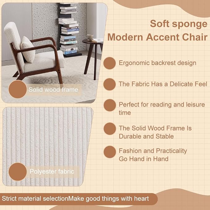 Mid-Century Modern Accent Chair&Coffee Table Set, Vintage Luxury Style - Image 7