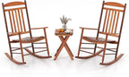 Tangkula 3-Piece Outdoor Poplar Wood Rocking Bistro Set, High Back Front Porch by TANGKULA