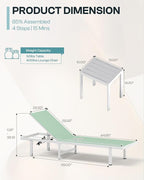 Lounge Chair Outdoor with Wheels, Aluminum Patio Chaise Lounge Chair with 5 - Image 2