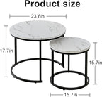 aboxoo Round Nesting Coffee Table Side Table Set of 2 End Tables - Image 3