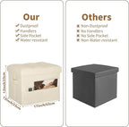BelugaHelper Storage Ottoman Foot Rest Stool, Folding Leather Footstool Bench - Image 2