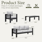 LayinSun Outdoor Aluminum Furniture Set, 4 Pieces Patio Sectional Conversation - Image 8