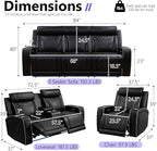 Power Recliner Sofa Couch, Living Room Furniture Sets, Breathing Leather - Image 2