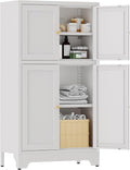 YAUWOH White Bathroom Floor Cabinet, Metal Storage Cabinet by YAUWOHFactoryOutletsColorfulMetalFurniture