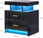 HNEBC Auto LED Nightstands Set of 2, Modern Bedside Table - Image 3