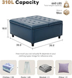 Tbfit Large Square Storage Ottoman Bench, Tufted Upholstered Coffee Table - Image 2