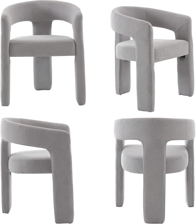 Modern Chenille Dining Chairs Set of 2, Upholstered Barrel Chairs - Image 9