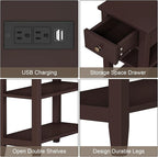ChooChoo Narrow End Table Set of 2, Side Table Living Room - Image 6
